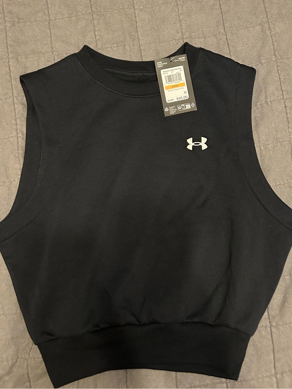 Under Armour Black Cropped Sleeveless Athletic Tank